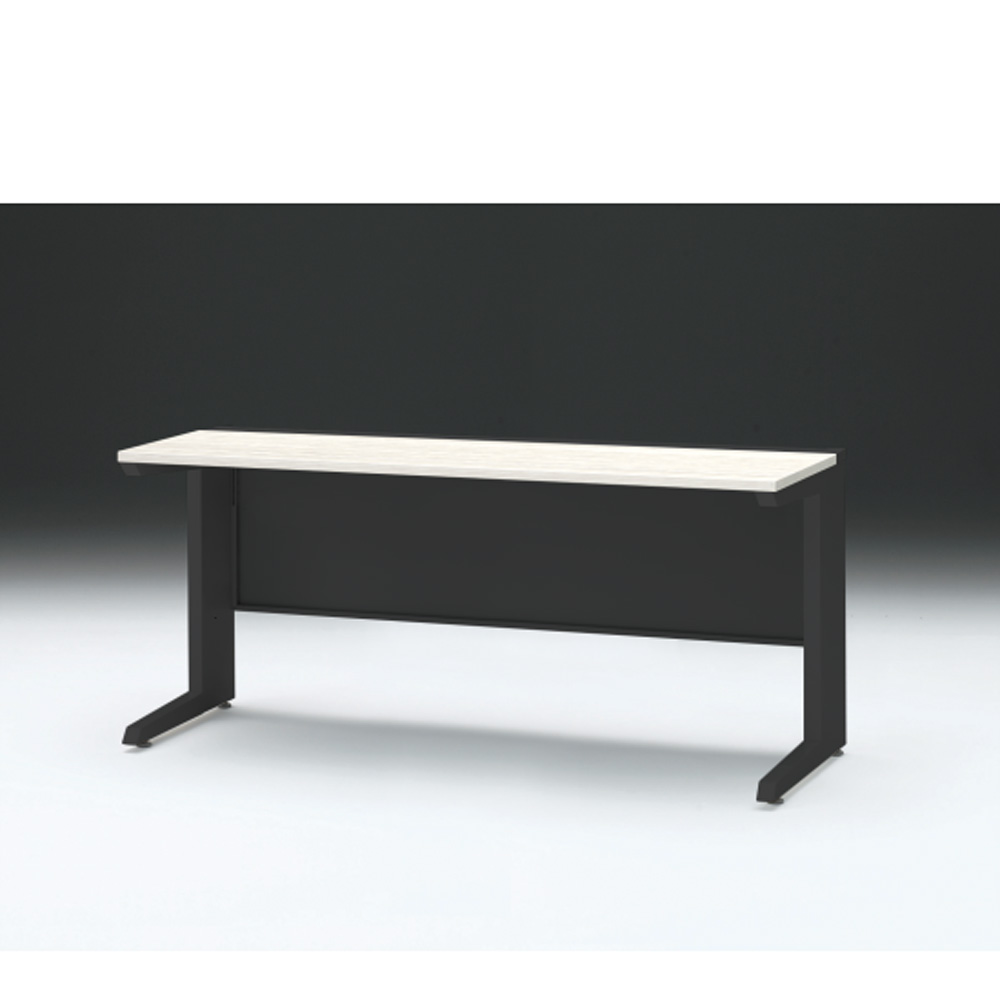 CZRデスク 平机 CZR-166JAC-161 センター引出しなし L脚 W1600× D600 [ 本体: ブラックT・天板: 61 / アッシュドパインL]