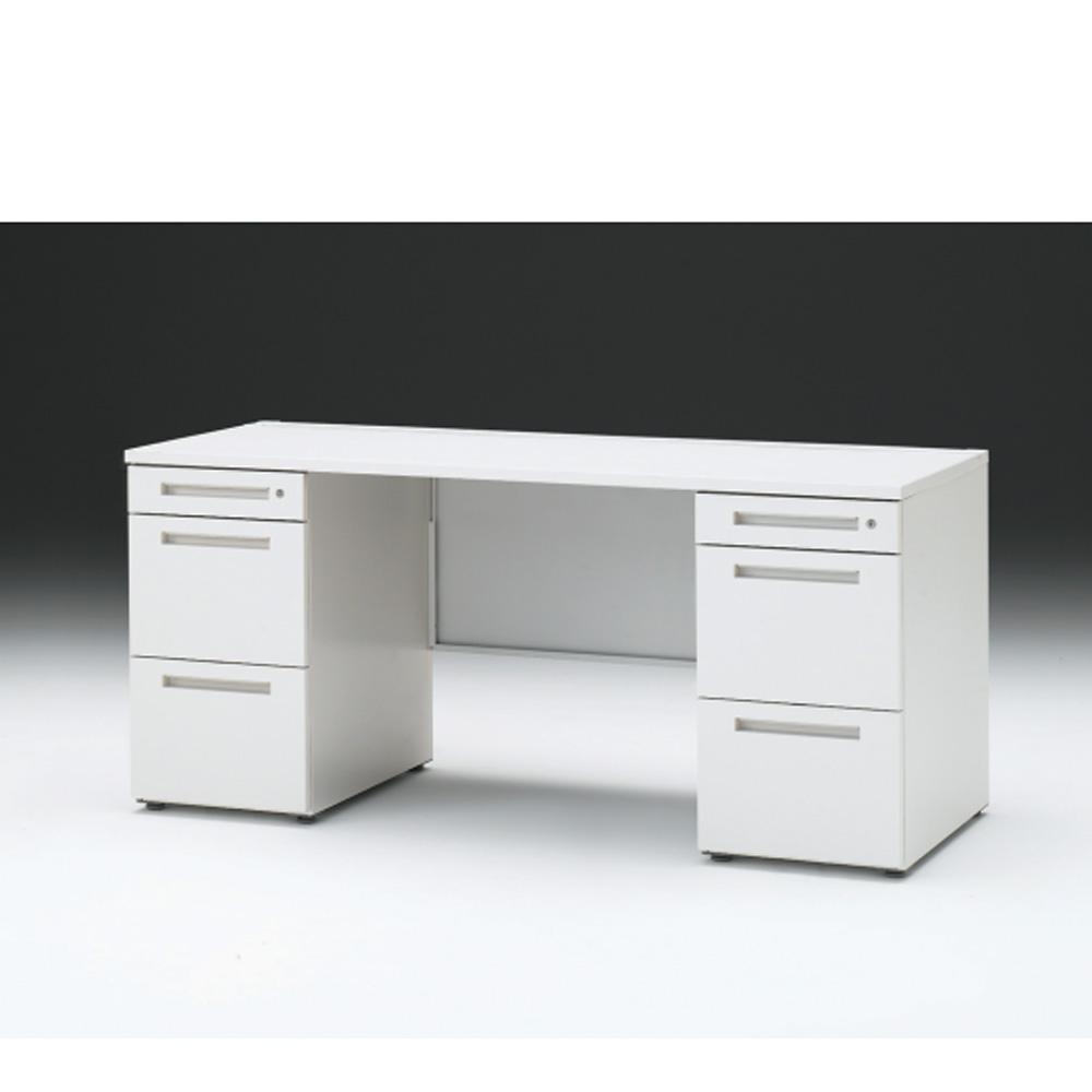 CZRデスク 両袖デスク CZR-166KAC-9W9 センター引出しなし  シリンダー錠W1600× D600 [ 本体: ホワイトW・天板: W9 / ホワイトW]