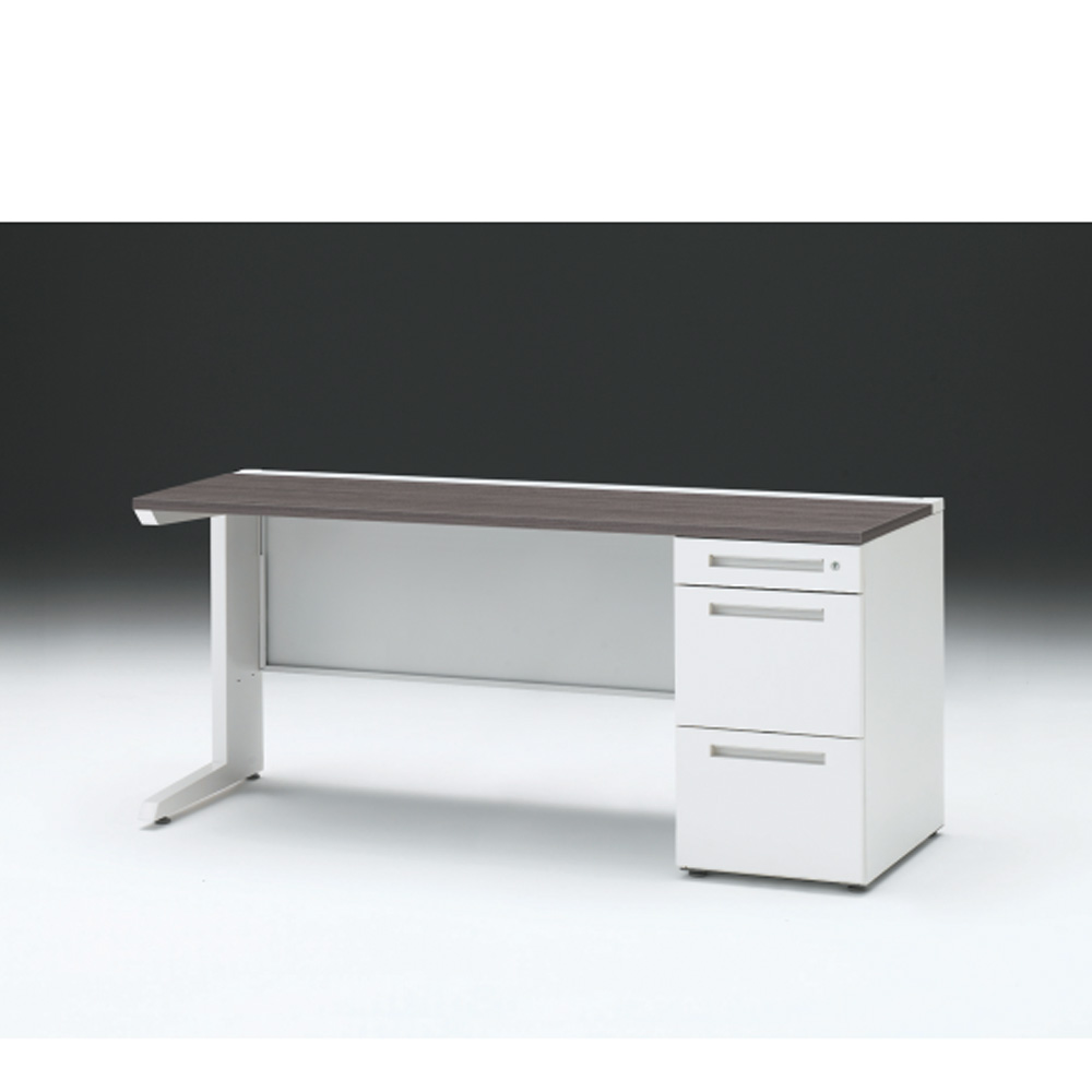 CZRデスク 片袖デスク CZR-166SBC-981 センター引出しなし  シリンダー錠W1600× D600 [ 本体: ホワイトW・天板: 81 / アッシュドオークD]