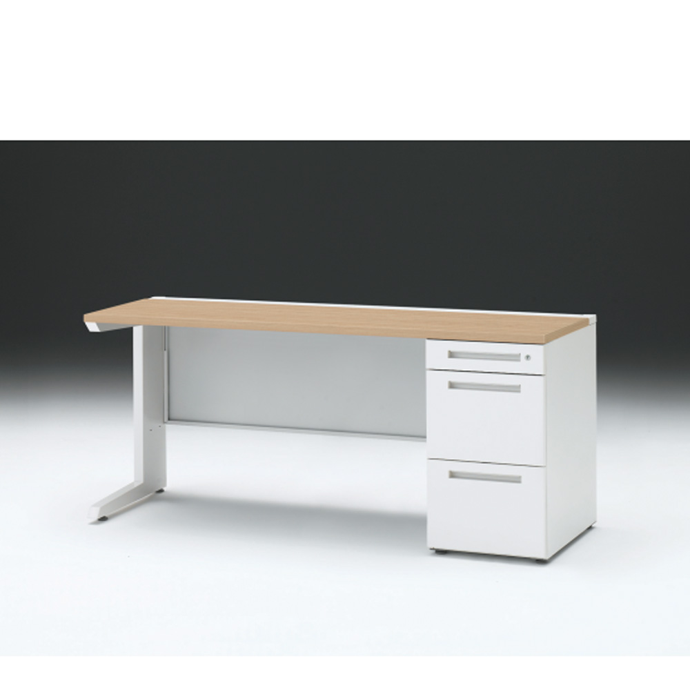 CZRデスク 片袖デスク CZR-166SBC-992 センター引出しなし  シリンダー錠W1600× D600 [ 本体: ホワイトW・天板: 92 / ホワイトオークM]