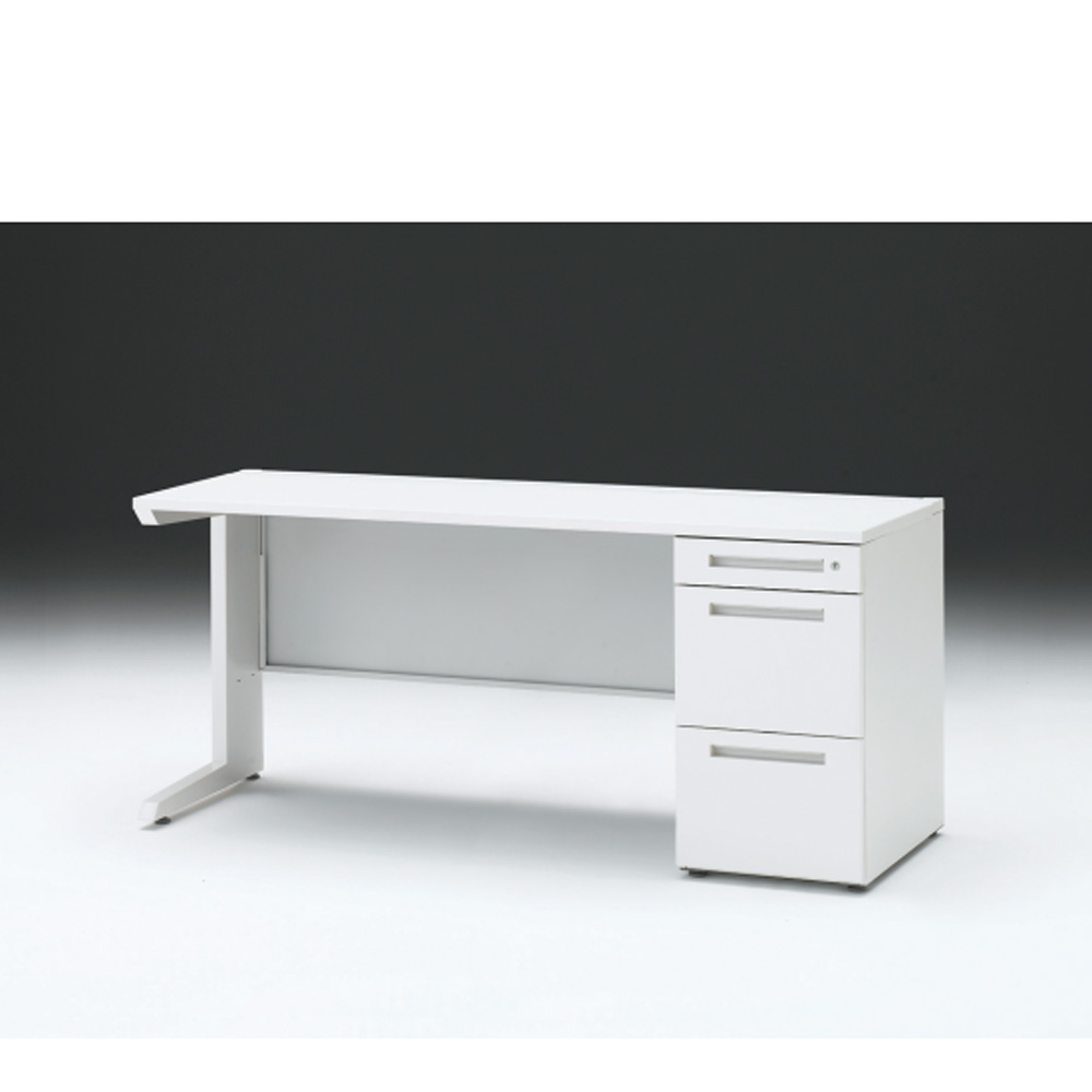 CZRデスク 片袖デスク CZR-166SBC-9W9 センター引出しなし  シリンダー錠W1600× D600 [ 本体: ホワイトW・天板: W9 / ホワイトW]