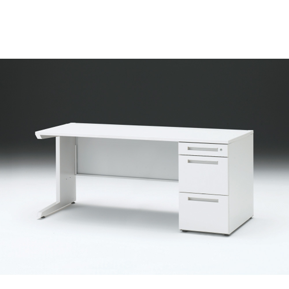CZRデスク 片袖デスク CZR-167SBC-9W9 センター引出しなし  シリンダー錠W1600× D700 [ 本体: ホワイトW・天板: W9 / ホワイトW]