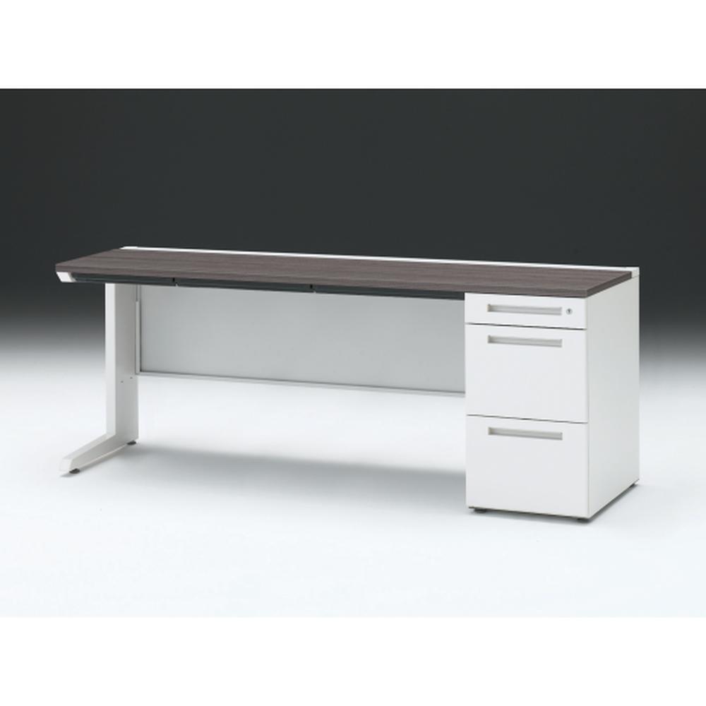 CZR 片袖デスク　シリンダー錠 浅型センター引出し付　CZR-186CBC-981　W1800×D600 ［本体：ホワイト×天板：81/アッシュドオークD］