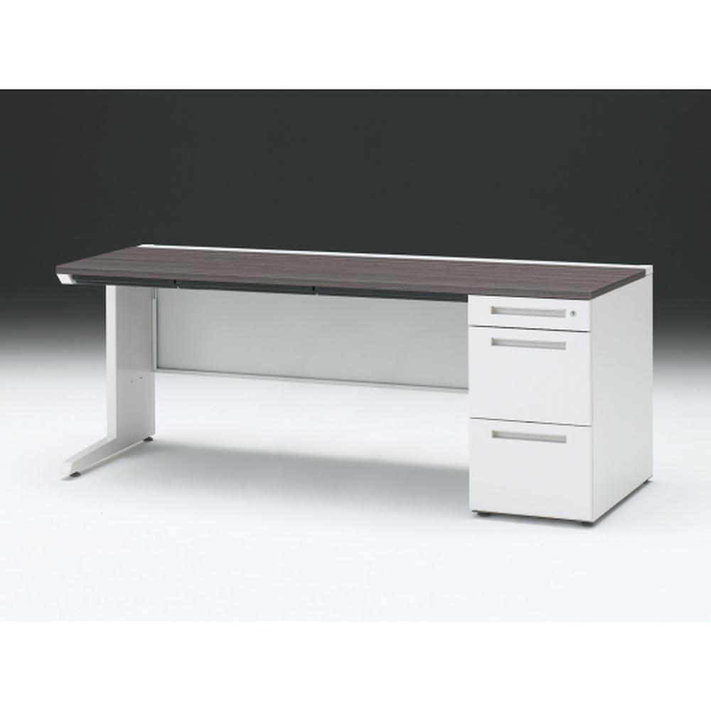 CZR 片袖デスク　シリンダー錠 浅型センター引出し付　CZR-187CBC-981　W1800×D700 ［本体：ホワイト×天板：81/アッシュドオークD］