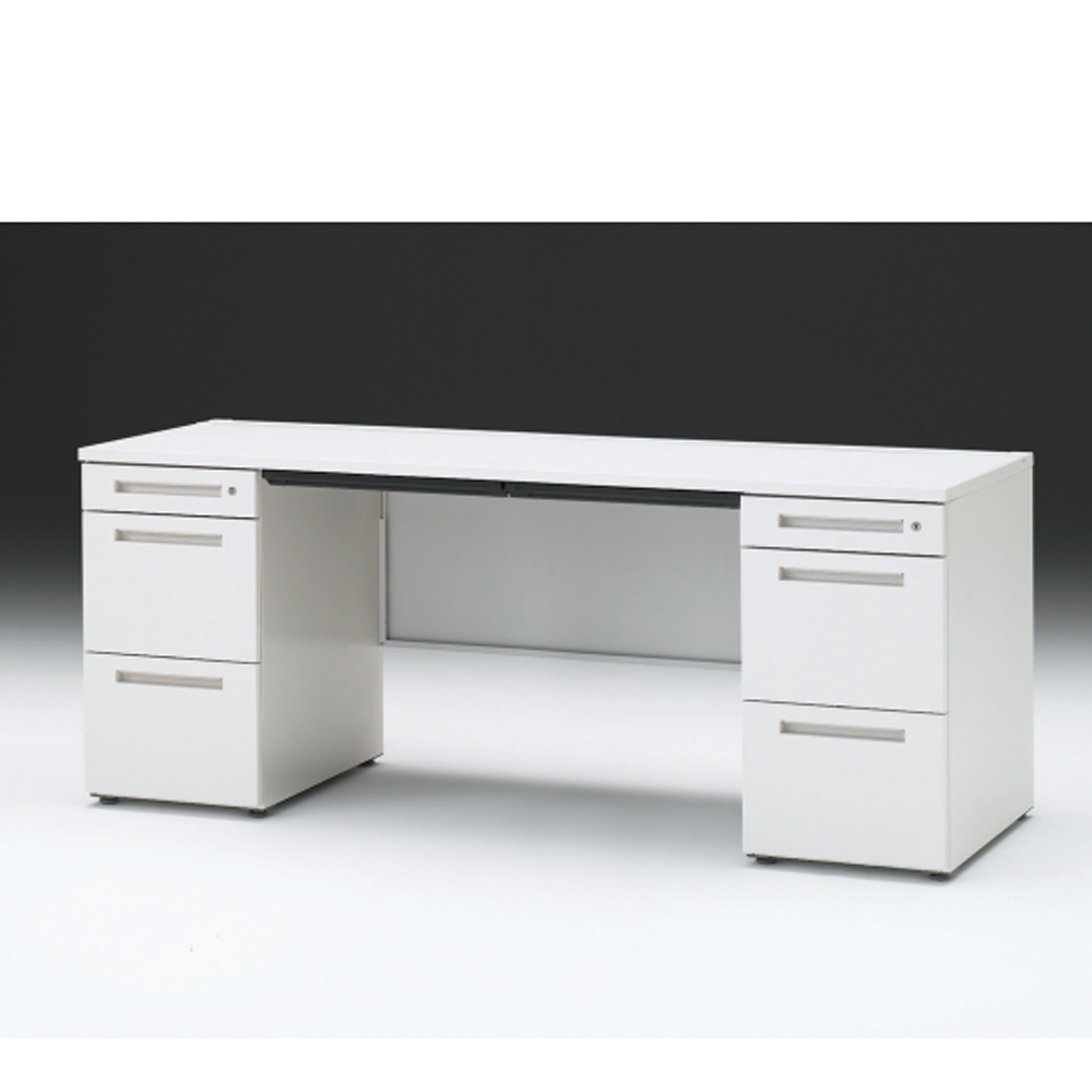 CZRデスク 両袖デスク CZR-186BAC-9W9 浅型センター引出し付  シリンダー錠W1800× D600 [ 本体: ホワイトW・天板: W9 / ホワイトW]