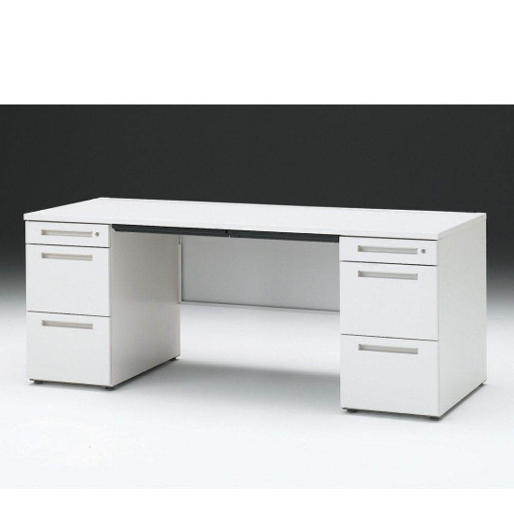 CZRデスク 両袖デスク CZR-187BAC-9W9 浅型センター引出し付  シリンダー錠W1800× D700 [ 本体: ホワイトW・天板: W9 / ホワイトW]
