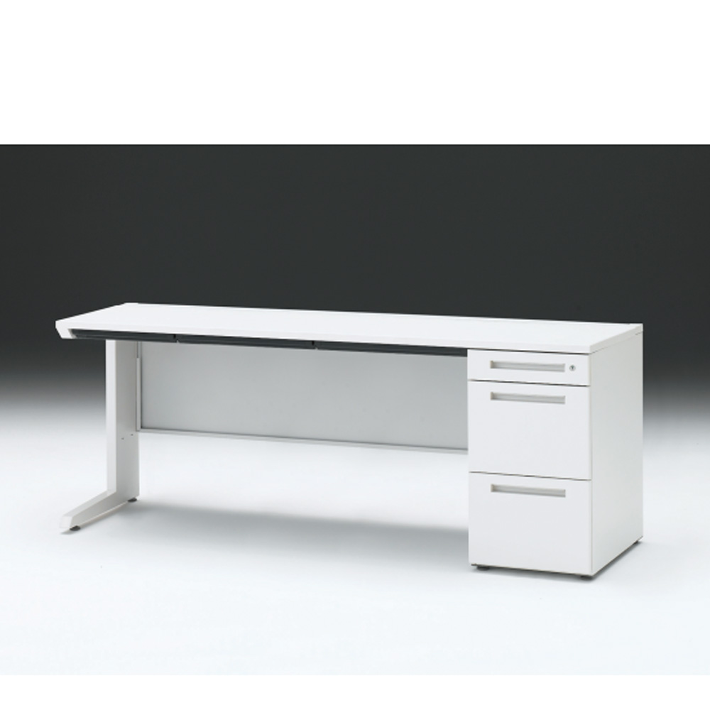 CZRデスク 片袖デスク CZR-186CBC-9W9 浅型センター引出し付  シリンダー錠W1800× D600 [ 本体: ホワイトW・天板: W9 / ホワイトW]