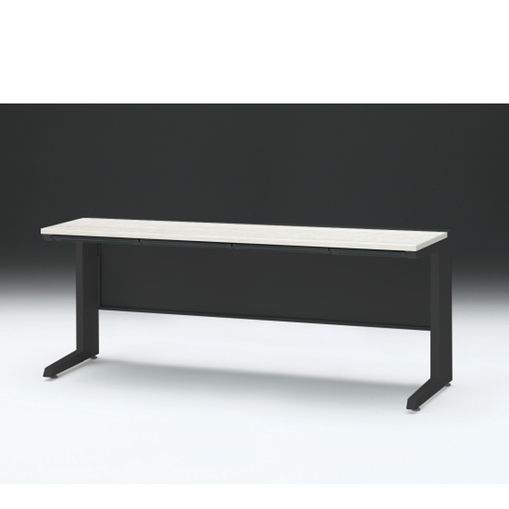 CZRデスク 平机 CZR-186HAC-161 浅型センター引出し付 L脚 W1800× D600 [ 本体: ブラックT・天板: 61 / アッシュドパインL]