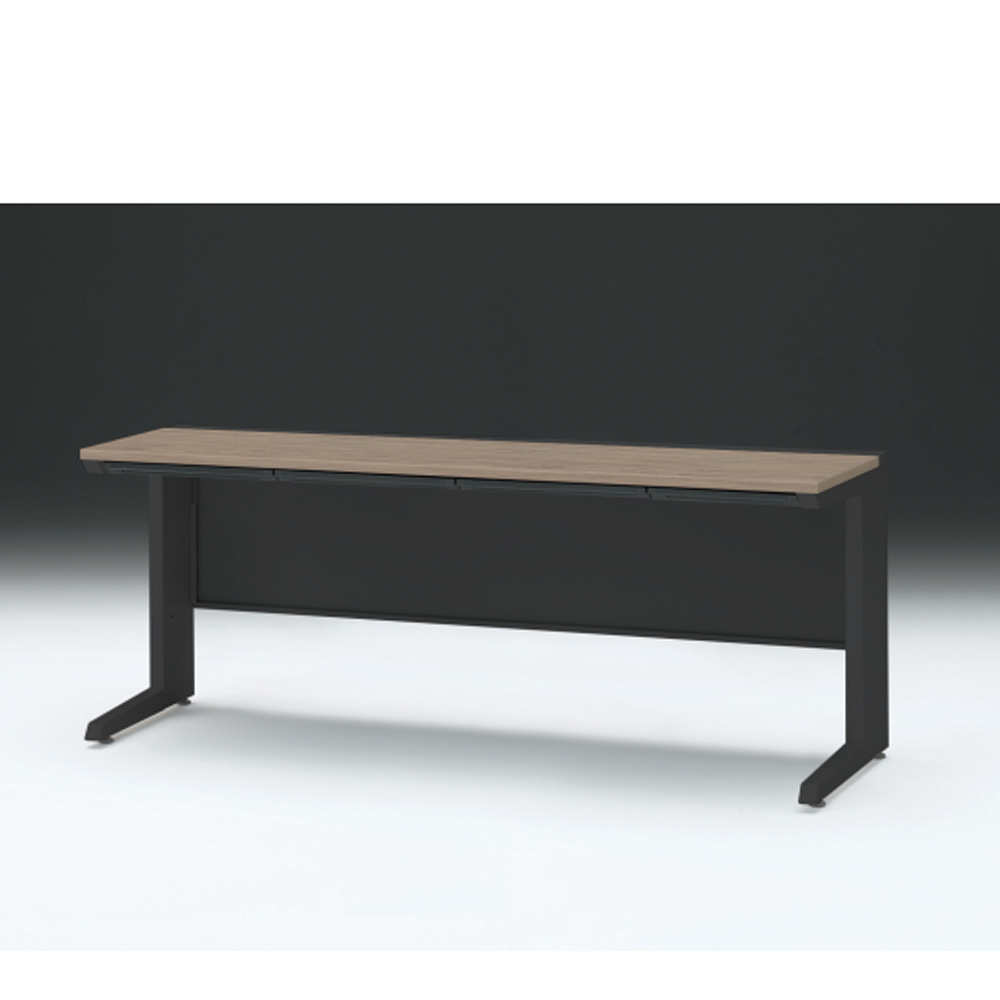 CZRデスク 平机 CZR-186HAC-171 浅型センター引出し付 L脚 W1800× D600 [ 本体: ブラックT・天板: 71 / アッシュドオークM]