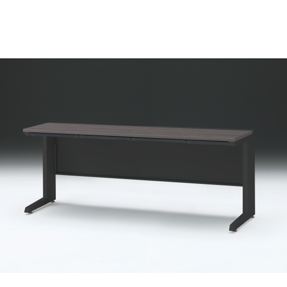 CZRデスク 平机 CZR-186HAC-181 浅型センター引出し付 L脚 W1800× D600 [ 本体: ブラックT・天板: 81 / アッシュドオークD]