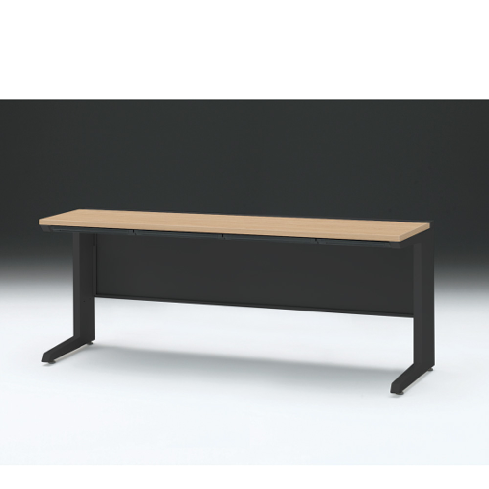 CZRデスク 平机 CZR-186HAC-192 浅型センター引出し付 L脚 W1800× D600 [ 本体: ブラックT・天板: 92 / ホワイトオークM]