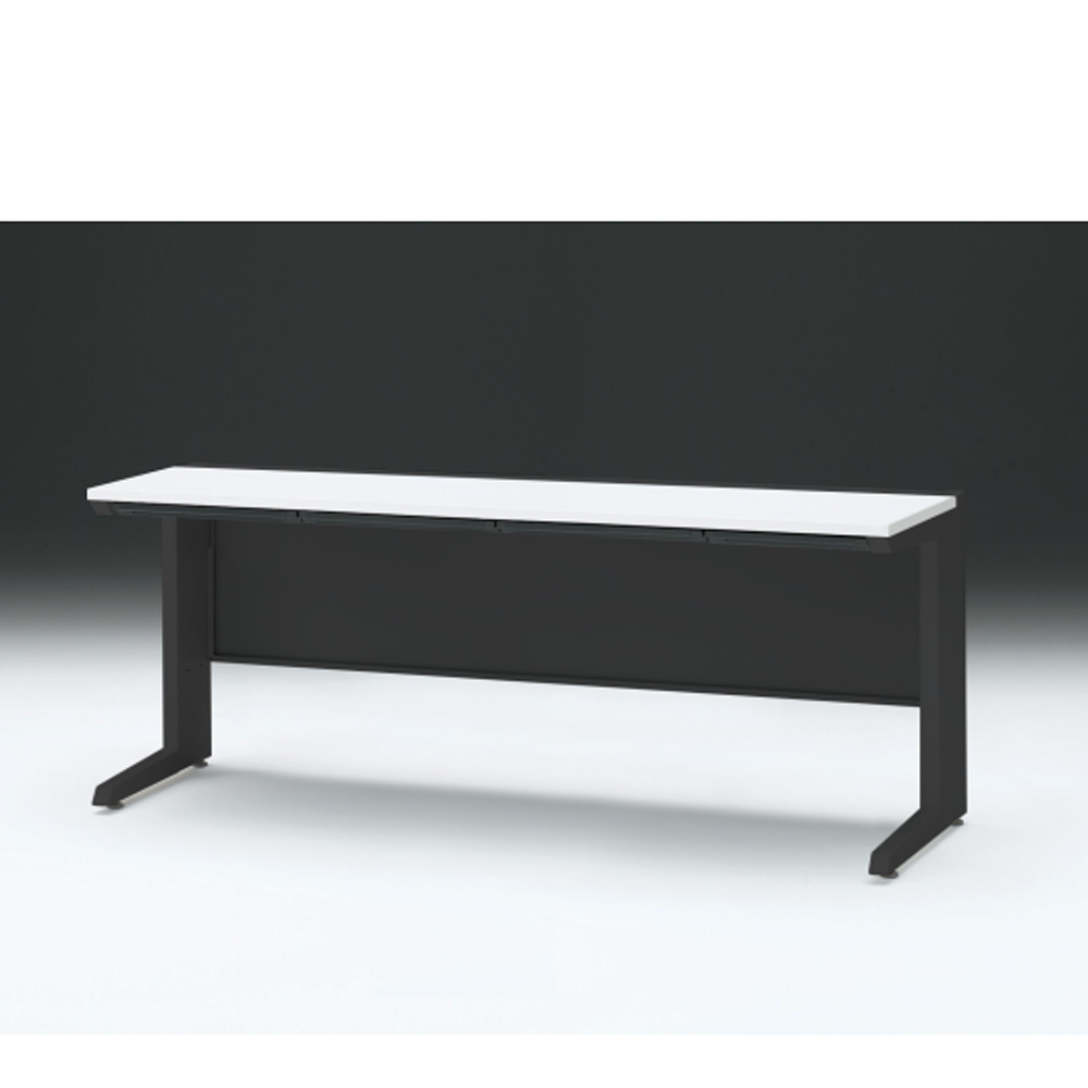 CZRデスク 平机 CZR-186HAC-1W9 浅型センター引出し付 L脚 W1800× D600 [ 本体: ブラックT・天板: W9 / ホワイトW]