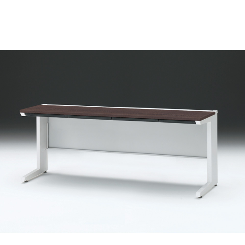 CZRデスク 平机 CZR-186HAC-982 浅型センター引出し付 L脚 W1800× D600 [ 本体: ホワイトW・天板: 82 / ブラックウォールナットD]