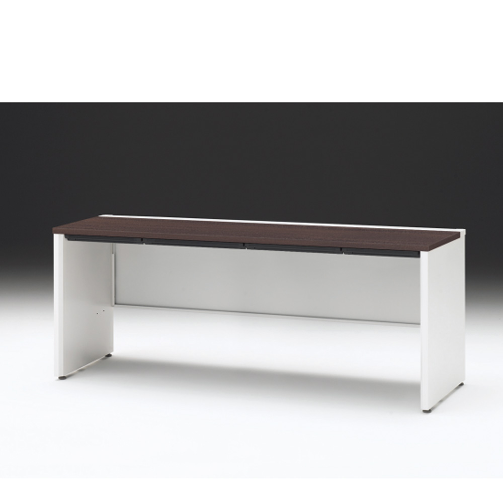 CZRデスク 平机 CZR-186HAPC-982 浅型センター引出し付 パネル脚 W1800× D600 [ 本体: ホワイトW・天板: 82 / ブラックウォールナットD]