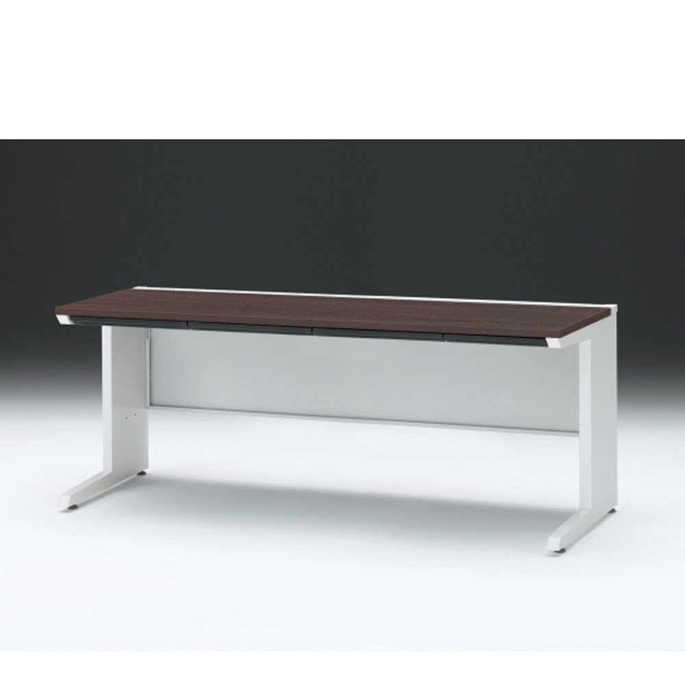 CZRデスク 平机 CZR-187HAC-982 浅型センター引出し付 L脚 W1800× D700 [ 本体: ホワイトW・天板: 82 / ブラックウォールナットD]