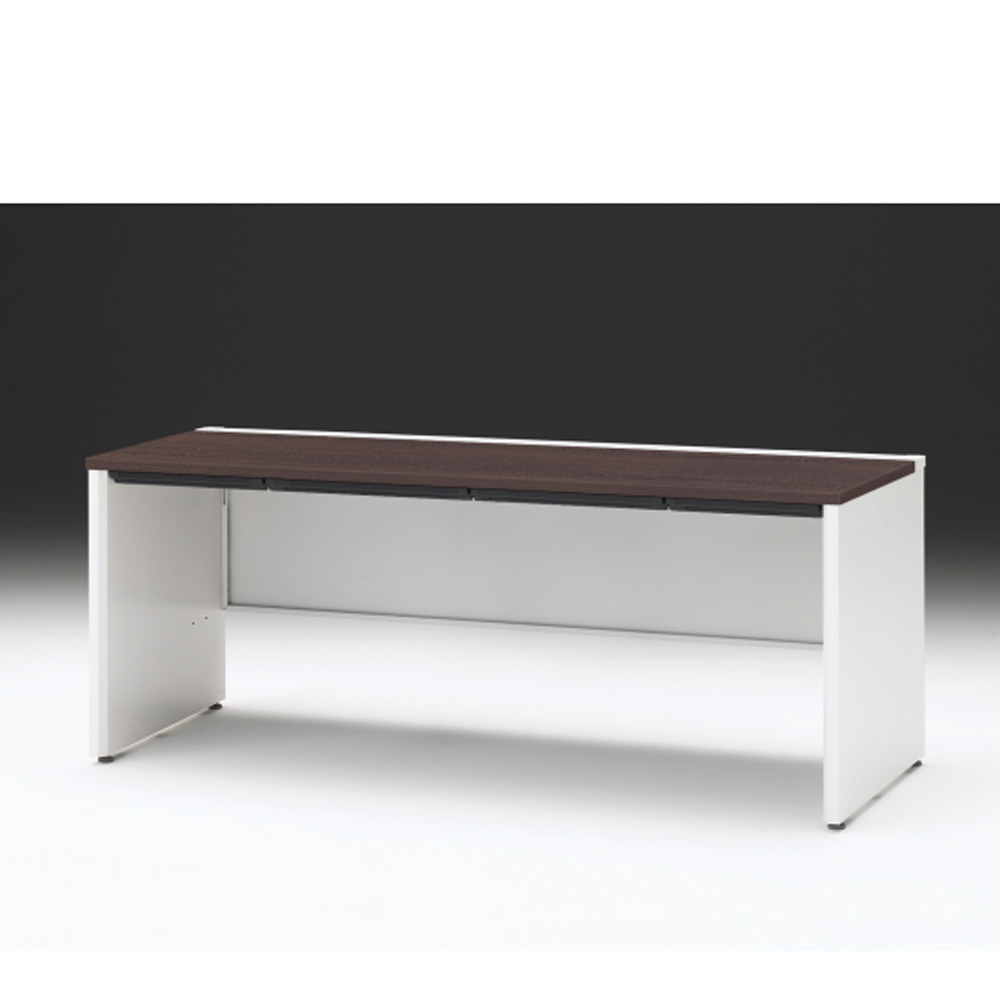 CZRデスク 平机 CZR-187HAPC-982 浅型センター引出し付 パネル脚 W1800× D700 [ 本体: ホワイトW・天板: 82 / ブラックウォールナットD]