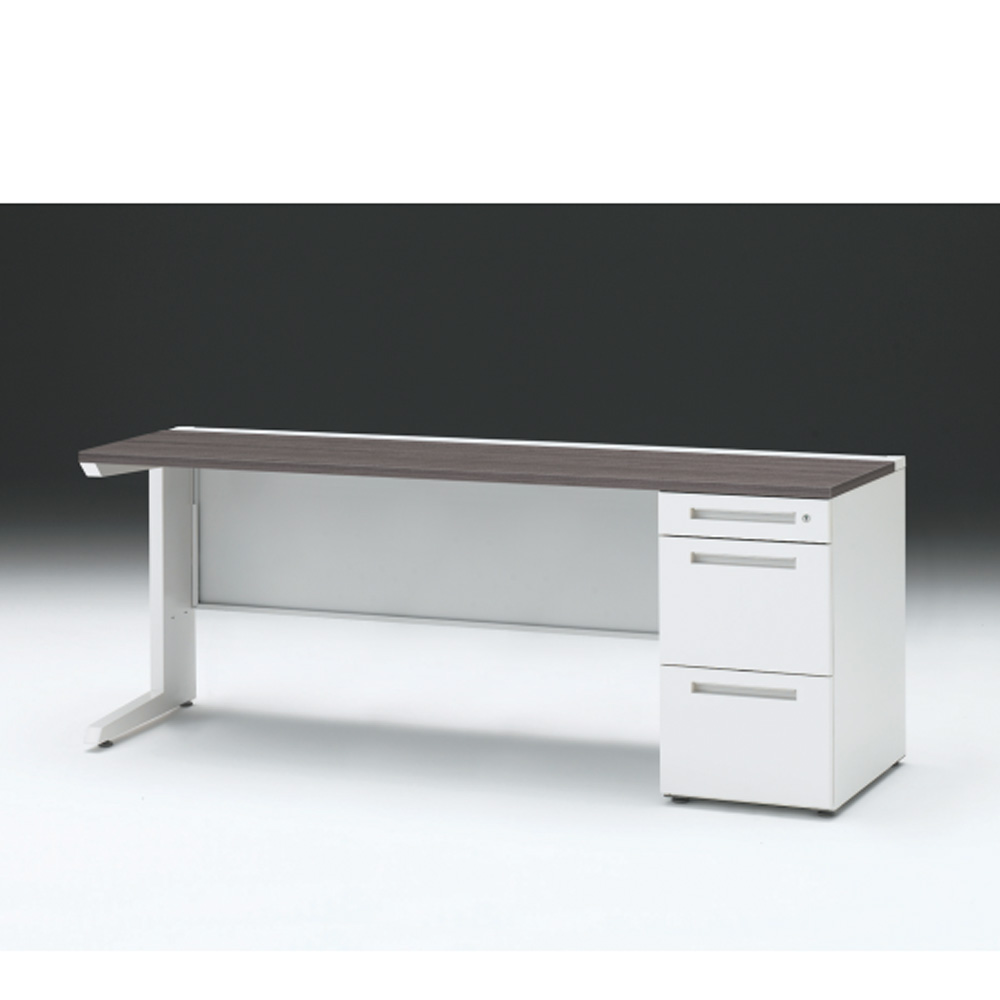 CZRデスク 片袖デスク CZR-186SBC-981 センター引出しなし  シリンダー錠W1800× D600 [ 本体: ホワイトW・天板: 81 / アッシュドオークD]