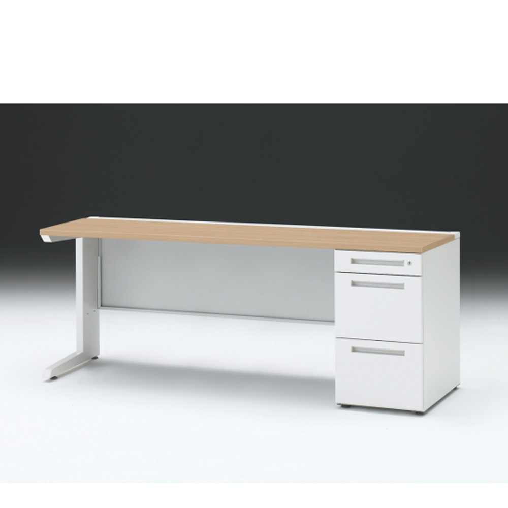 CZRデスク 片袖デスク CZR-186SBC-992 センター引出しなし  シリンダー錠W1800× D600 [ 本体: ホワイトW・天板: 92 / ホワイトオークM]