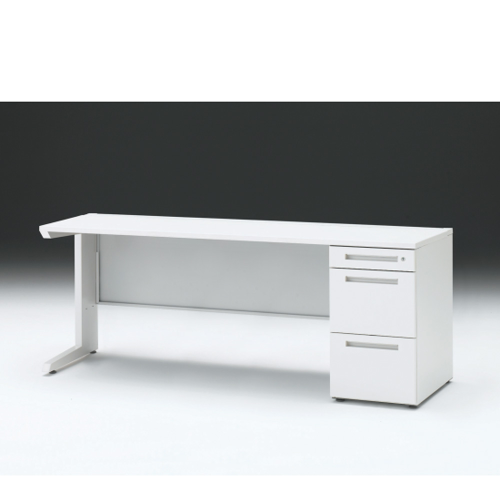 CZRデスク 片袖デスク CZR-186SBC-9W9 センター引出しなし  シリンダー錠W1800× D600 [ 本体: ホワイトW・天板: W9 / ホワイトW]