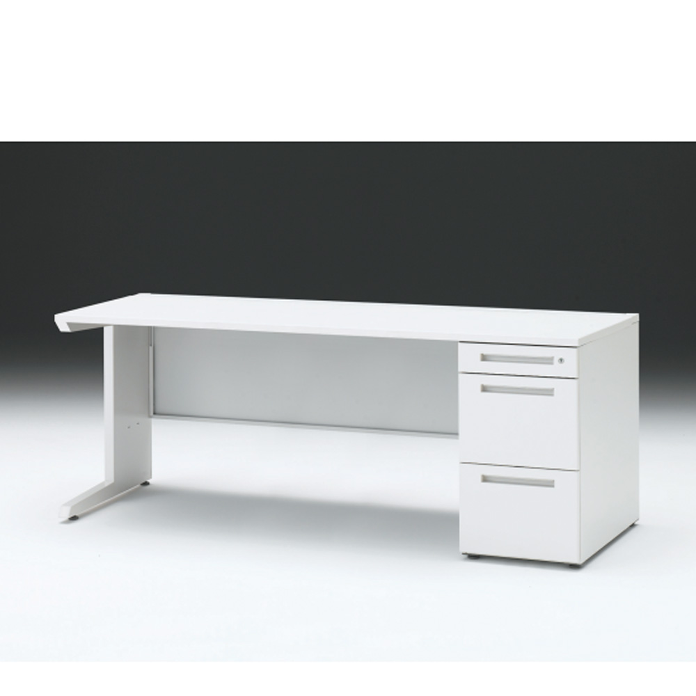 CZRデスク 片袖デスク CZR-187SBC-9W9 センター引出しなし  シリンダー錠W1800× D700 [ 本体: ホワイトW・天板: W9 / ホワイトW]