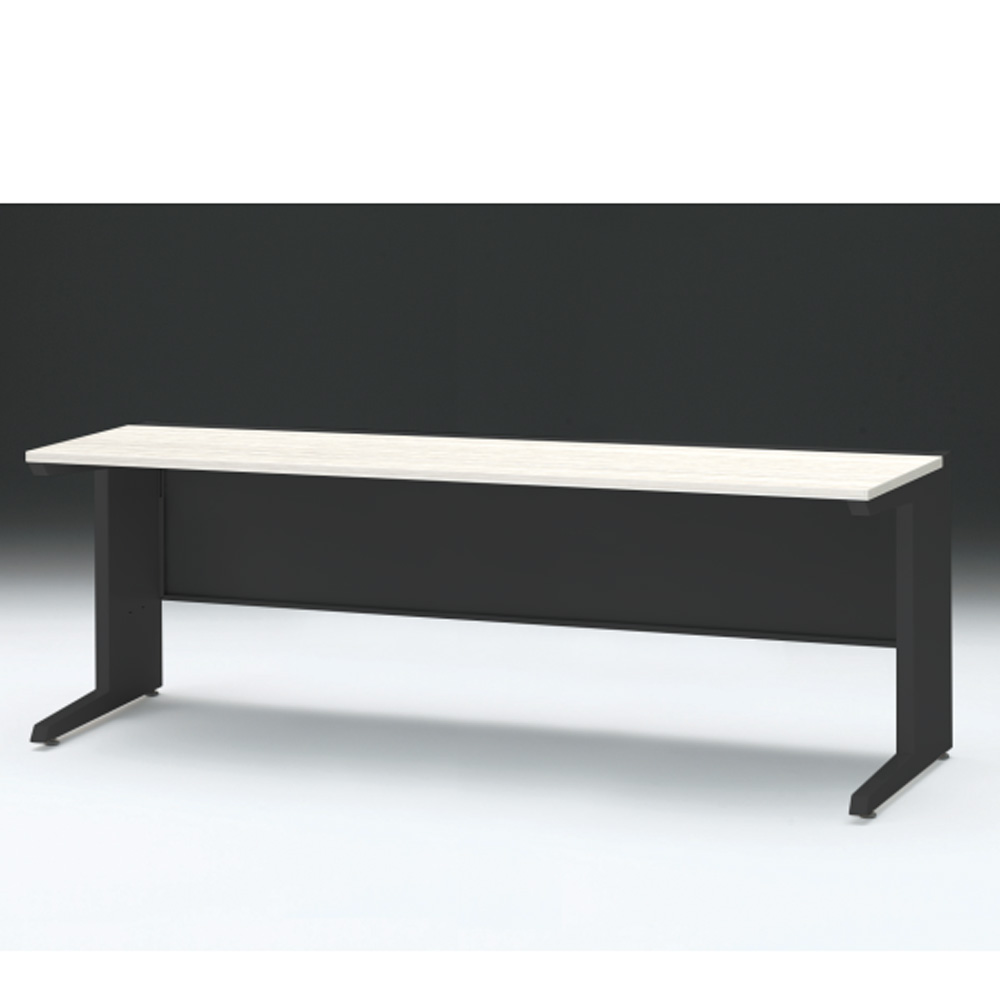 CZRデスク 平机 CZR-207JAC-161 センター引出しなし L脚 W2000× D700 [ 本体: ブラックT・天板: 61 / アッシュドパインL]