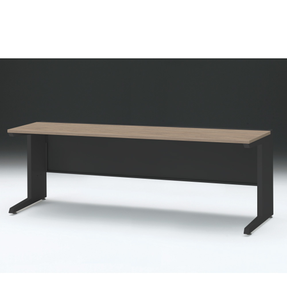 CZRデスク 平机 CZR-207JAC-171 センター引出しなし L脚 W2000× D700 [ 本体: ブラックT・天板: 71 / アッシュドオークM]