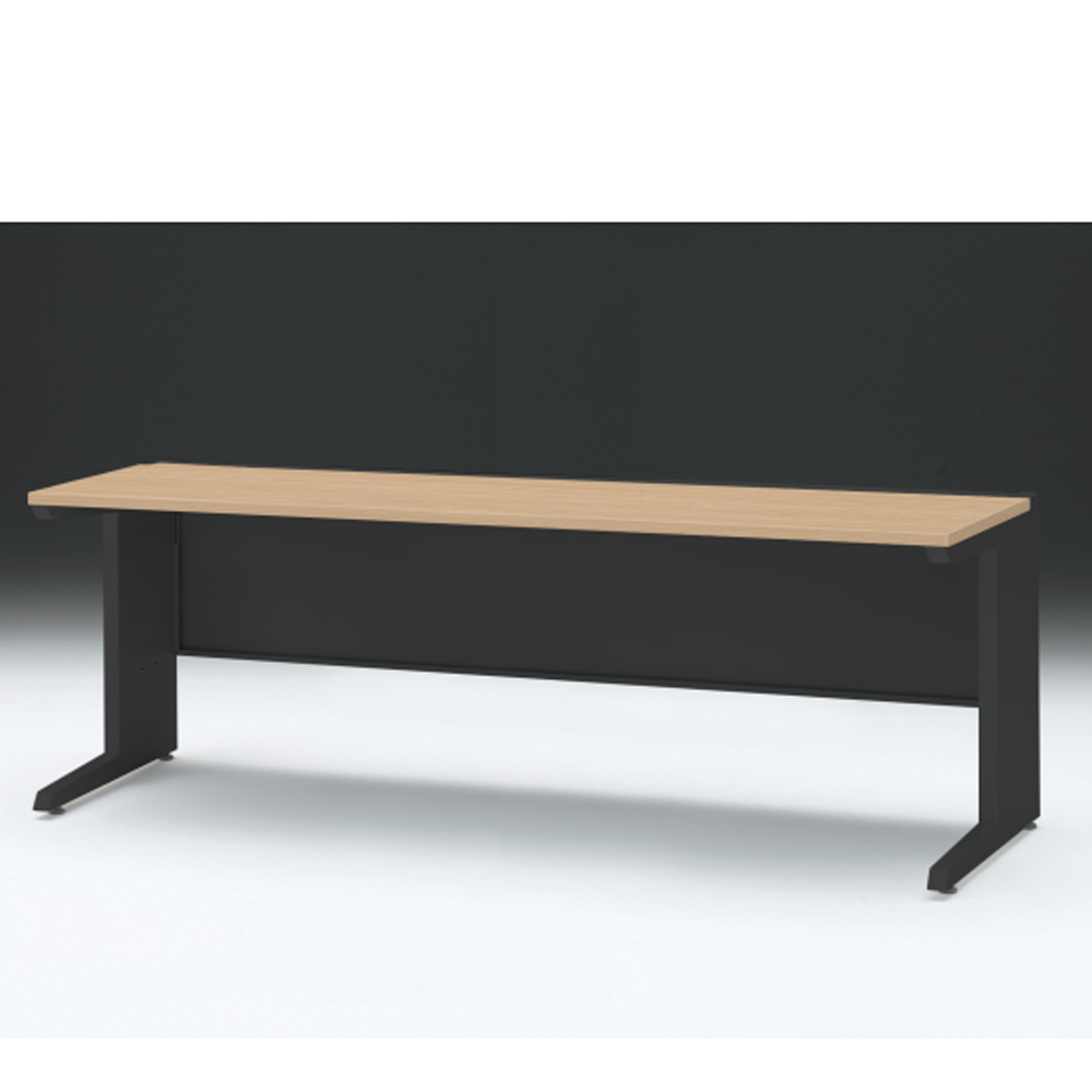 CZRデスク 平机 CZR-207JAC-192 センター引出しなし L脚 W2000× D700 [ 本体: ブラックT・天板: 92 / ホワイトオークM]