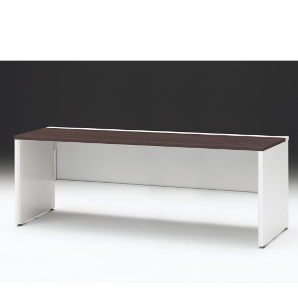 CZRデスク 平机 CZR-207JAPC-982 センター引出しなし パネル脚 W2000× D700 [ 本体: ホワイトW・天板: 82 / ブラックウォールナットD]