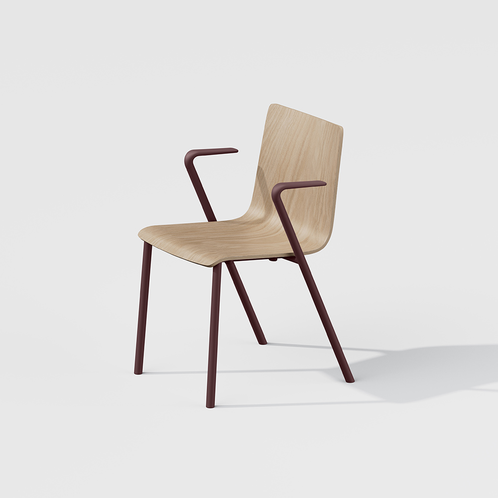 HAKUSAN NHS-105-M301 アームチェア [ Frame: M3 / Satin Bordeaux Seat: 01 / Clear ]