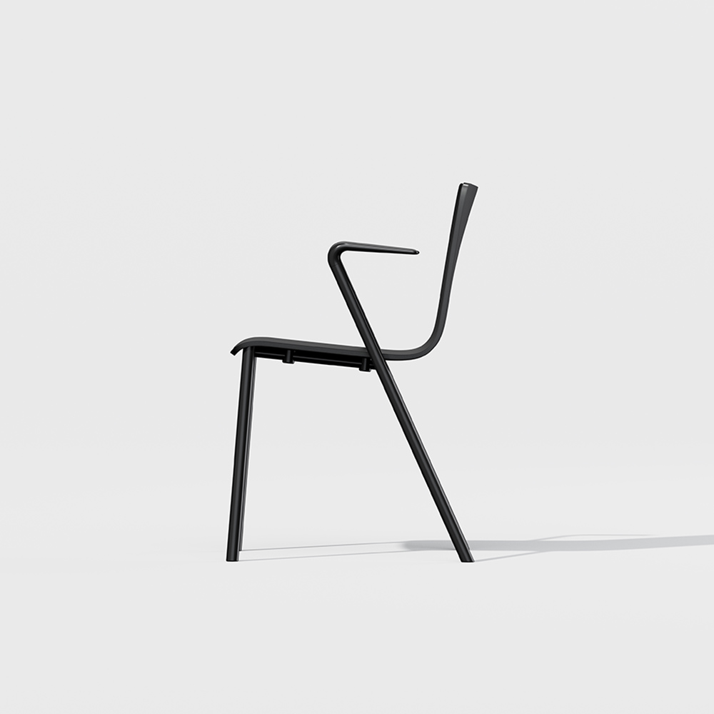 HAKUSAN NHS-105-M301 アームチェア [ Frame: M3 / Satin Bordeaux Seat: 01 / Clear ]
