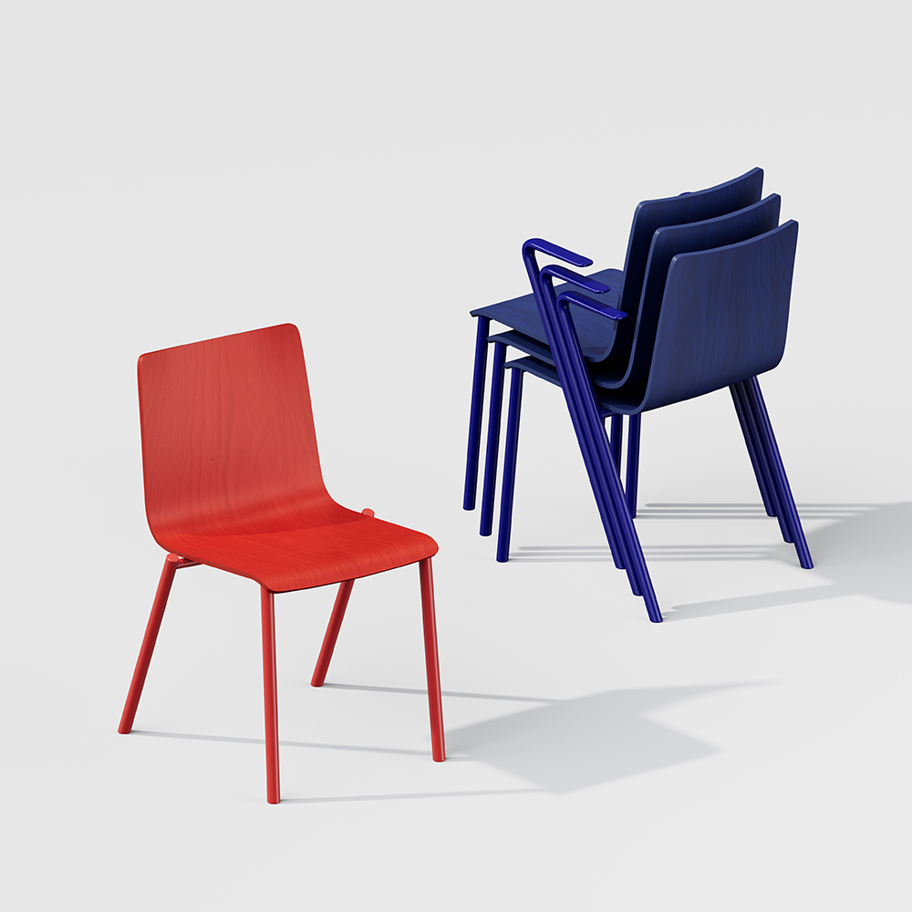 HAKUSAN NHS-105-M301 アームチェア [ Frame: M3 / Satin Bordeaux Seat: 01 / Clear ]