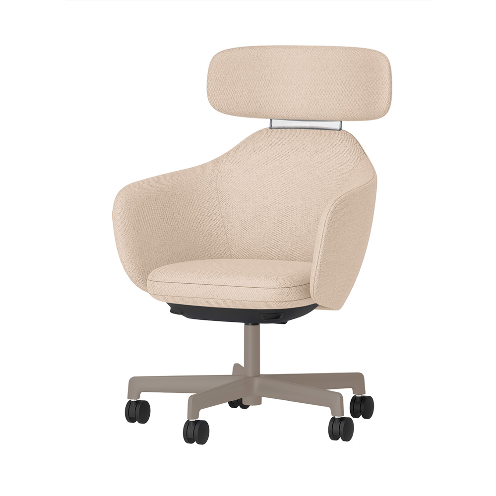 BIWA NST1KE-F503 high-type ( ハイタイプ ) 5本昇降脚 KE / Fabric ( Knolll - Hourglass ) ナイロン双輪キャスター [ Leg: F5/ Satin Soft taupe | Backlest&Seat : 03 / Sandbar ]