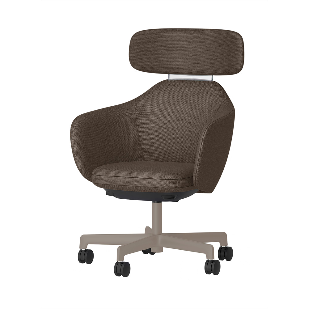 BIWA NST1KE-F522 high-type ( ハイタイプ ) 5本昇降脚 KE / Fabric ( Knolll - Hourglass ) ナイロン双輪キャスター [ Leg: F5/ Satin Soft taupe | Backlest&Seat : 22 / Mocha ]