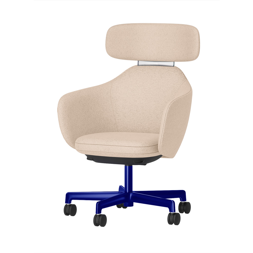 BIWA NST1KE-GV303 high-type ( ハイタイプ ) 5本昇降脚 KE / Fabric ( Knolll - Hourglass ) ナイロン双輪キャスター [ Leg: GV3/ Gloss Ultramarine | Backlest&Seat : 03 / Sandbar ]