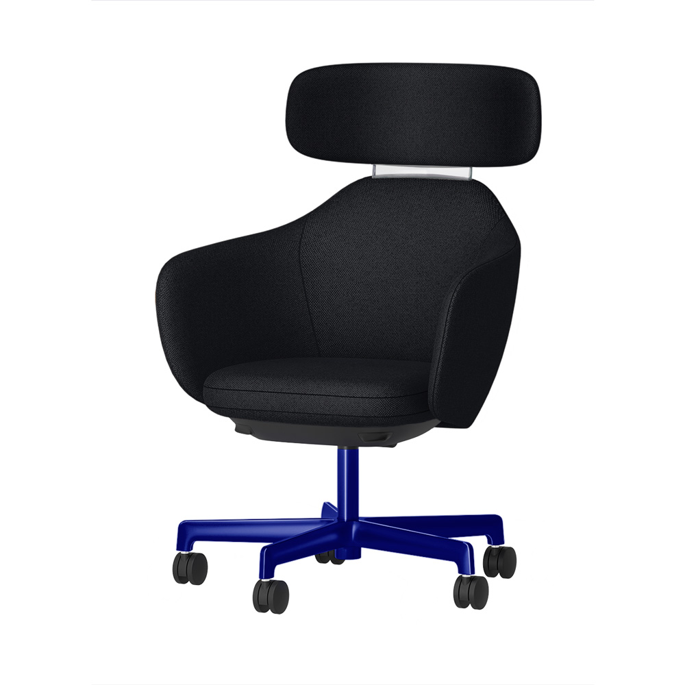 BIWA NST1KE-GV328 high-type ( ハイタイプ ) 5本昇降脚 KE / Fabric ( Knolll - Hourglass ) ナイロン双輪キャスター [ Leg: GV3/ Gloss Ultramarine | Backlest&Seat : 28 / Caviar ]