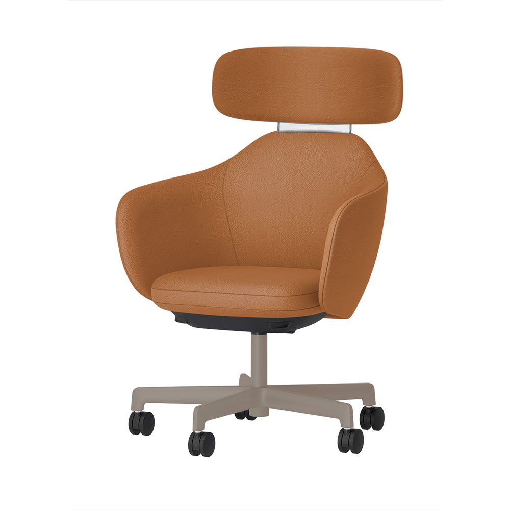 BIWA NST1KF-F527 high-type ( ハイタイプ ) 5本昇降脚 KF / Synthetic Leather ( Knoll - Prairie ) ナイロン双輪キャスター [ Leg: F5/ Satin Soft taupe | Backlest&Seat : 27 / Alley ]