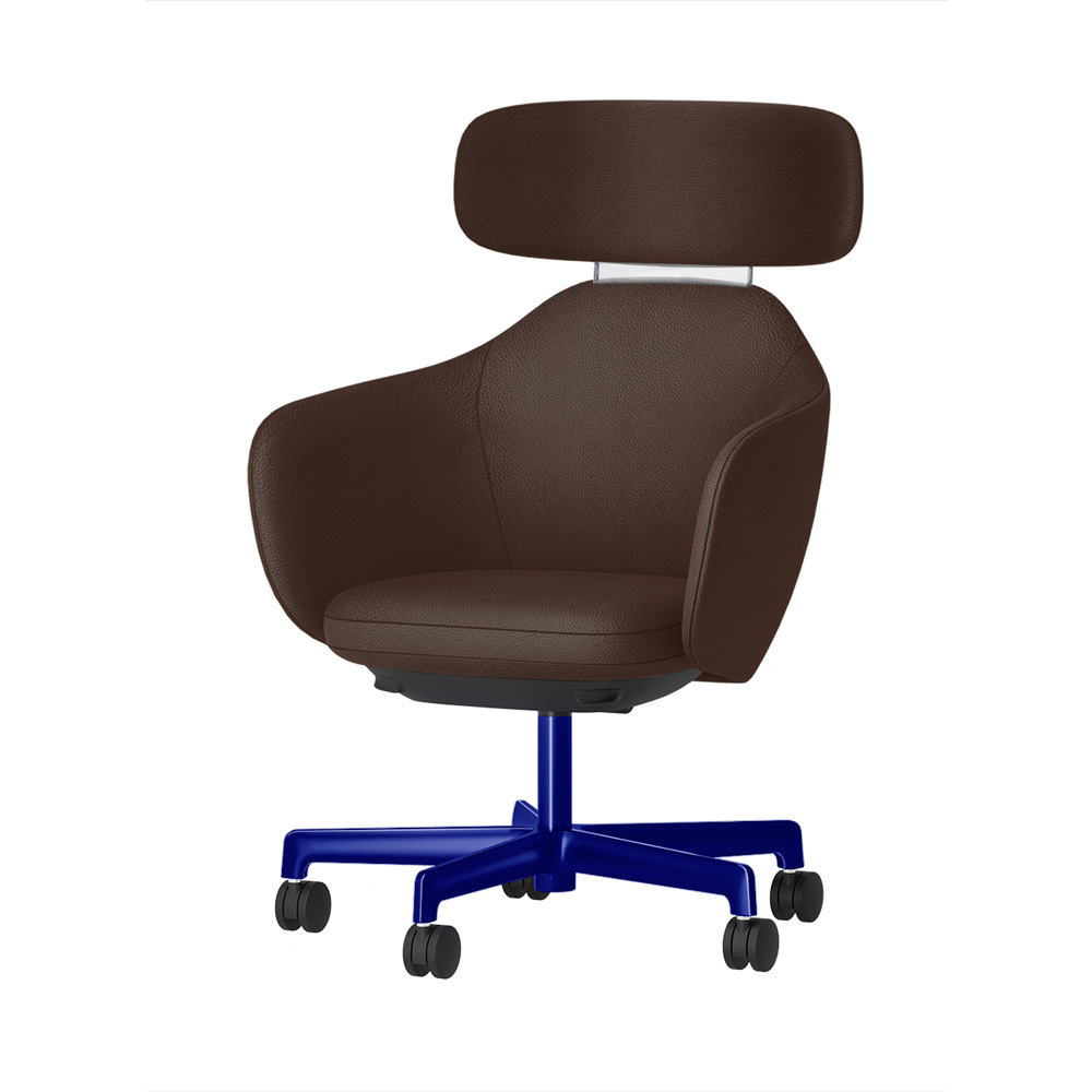 BIWA NST1KF-GV315 high-type ( ハイタイプ ) 5本昇降脚 KF / Synthetic Leather ( Knoll - Prairie ) ナイロン双輪キャスター [ Leg: GV3/ Gloss Ultramarine | Backlest&Seat : 15 / Caribou ]