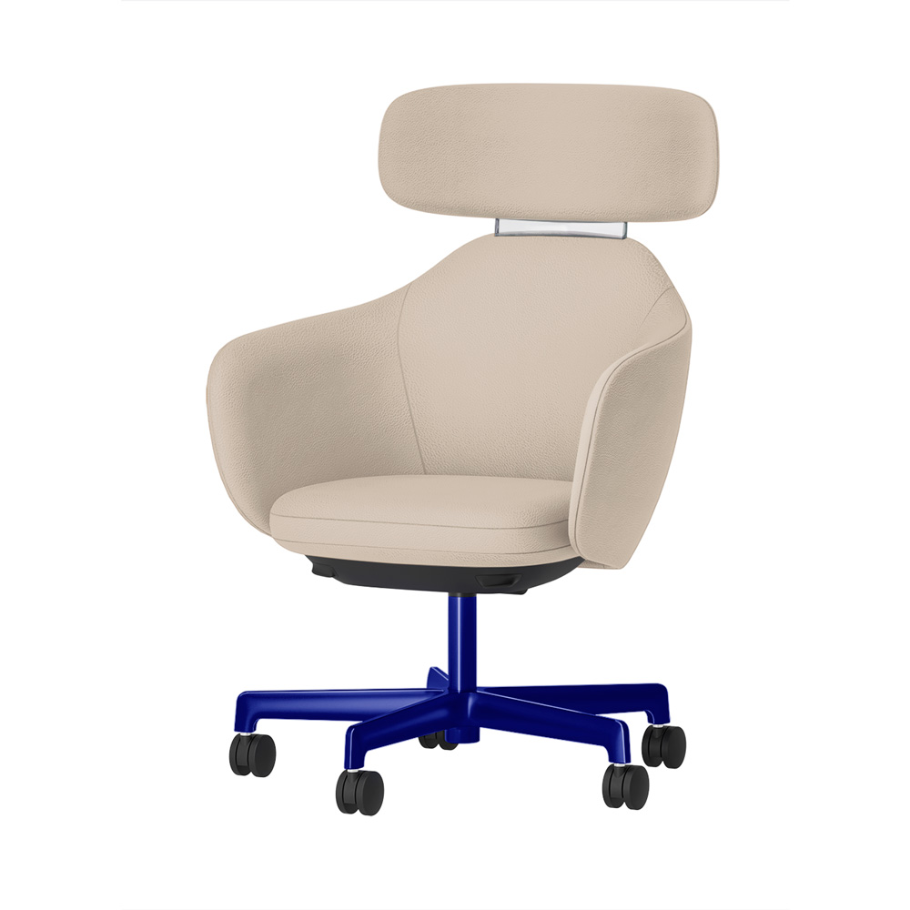 BIWA NST1KF-GV320 high-type ( ハイタイプ ) 5本昇降脚 KF / Synthetic Leather ( Knoll - Prairie ) ナイロン双輪キャスター [ Leg: GV3/ Gloss Ultramarine | Backlest&Seat : 20 / Stone ]