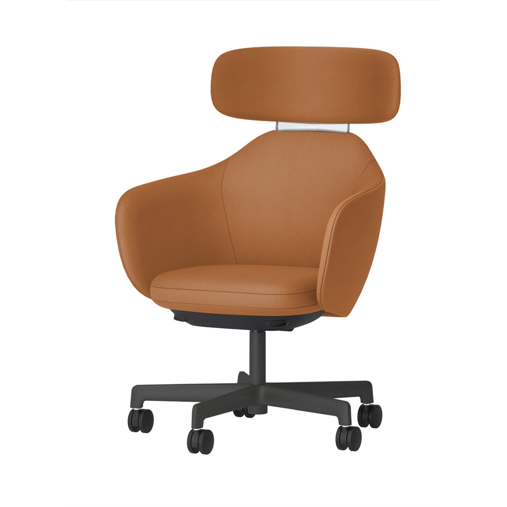 BIWA NST1KF-W227 high-type ( ハイタイプ ) 5本昇降脚 KF / Synthetic Leather ( Knoll - Prairie ) ナイロン双輪キャスター [ Leg: W2/ Satin Off blacjk W | Backlest&Seat : 27 / Alley ]