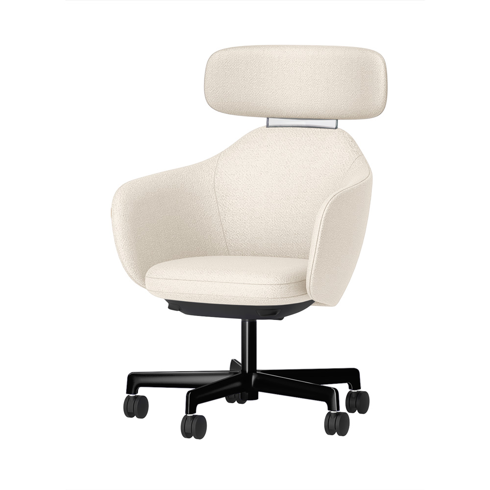 BIWA NST1TS-GT107 high-type ( ハイタイプ ) 5本昇降脚 TS / Fabric ( Kvadrat - Saxiion ) ナイロン双輪キャスター [ Leg: GT1/ Gloss Black T | Backlest&Seat : 107 ]