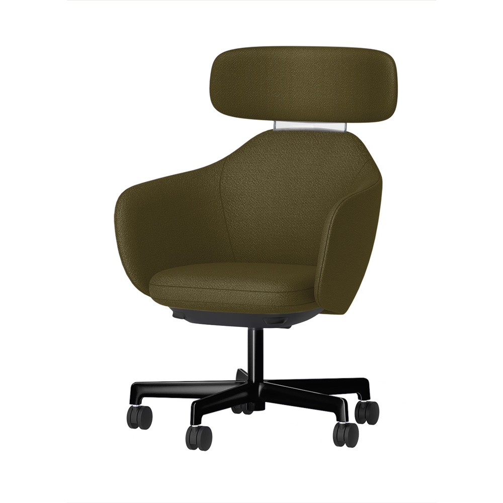 BIWA NST1TS-GT187 high-type ( ハイタイプ ) 5本昇降脚 TS / Fabric ( Kvadrat - Saxiion ) ナイロン双輪キャスター [ Leg: GT1/ Gloss Black T | Backlest&Seat : 987 ]