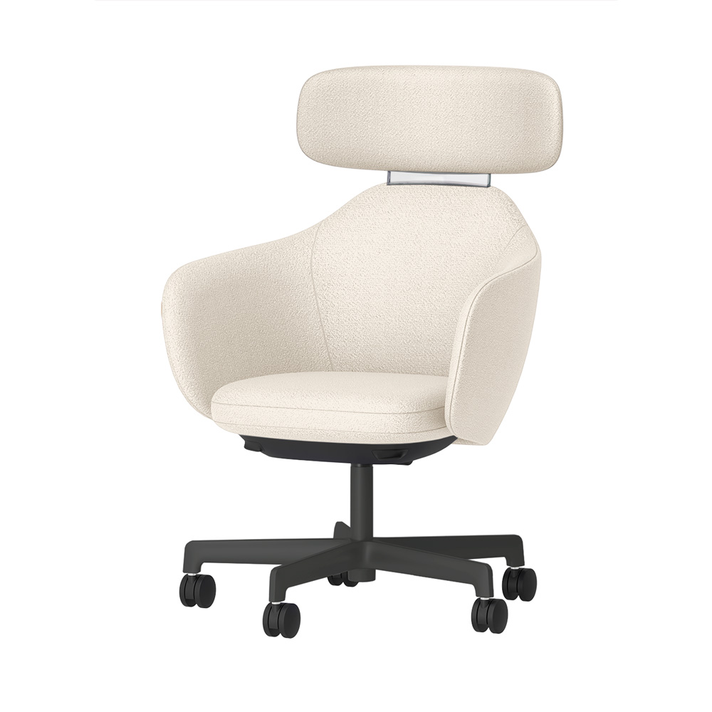 BIWA NST1TS-W207 high-type ( ハイタイプ ) 5本昇降脚 TS / Fabric ( Kvadrat - Saxiion ) ナイロン双輪キャスター [ Leg: W2/ Satin Off blacjk W | Backlest&Seat : 107 ]