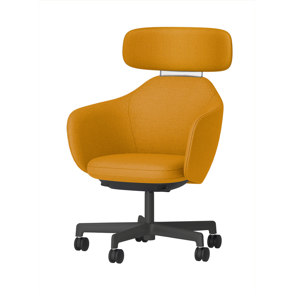 BIWA NST1TS-W247 high-type ( ハイタイプ ) 5本昇降脚 TS / Fabric ( Kvadrat - Saxiion ) ナイロン双輪キャスター [ Leg: W2/ Satin Off blacjk W | Backlest&Seat : 447 ]