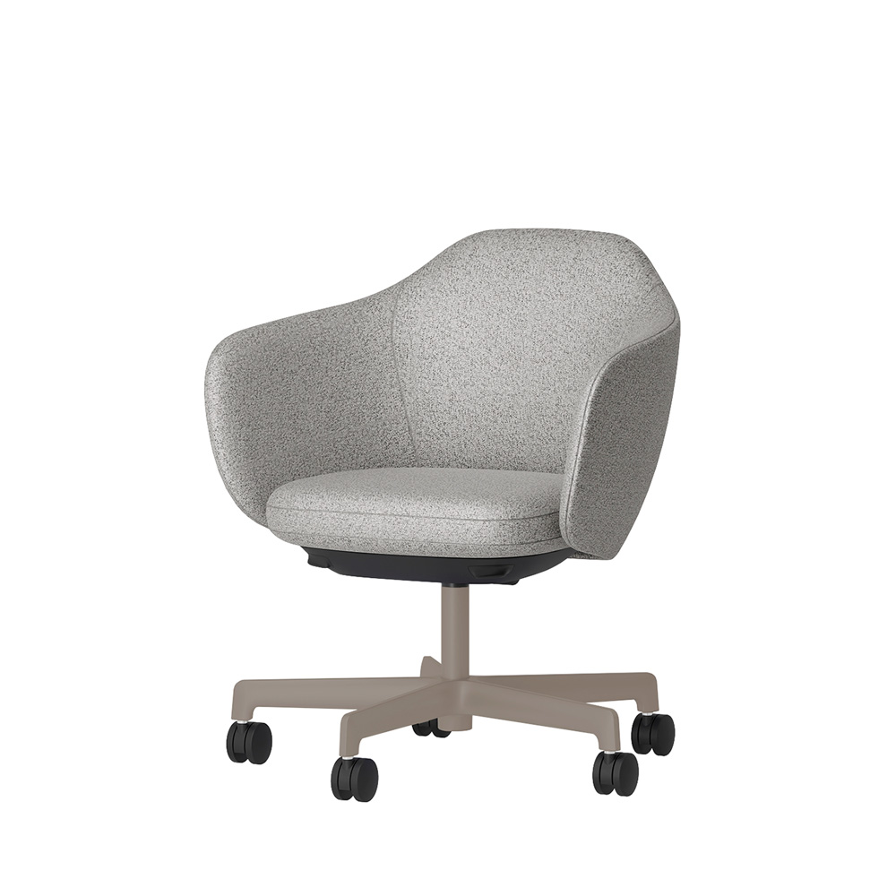 BIWA NST2CM-F5H8 low-type  (ロータイプ ) 5本昇降脚 CM / Fabric ( Sable ) ナイロン双輪キャスター [ Leg: F5/ Satin Soft taupe | Seat : C5 / Grey C ]