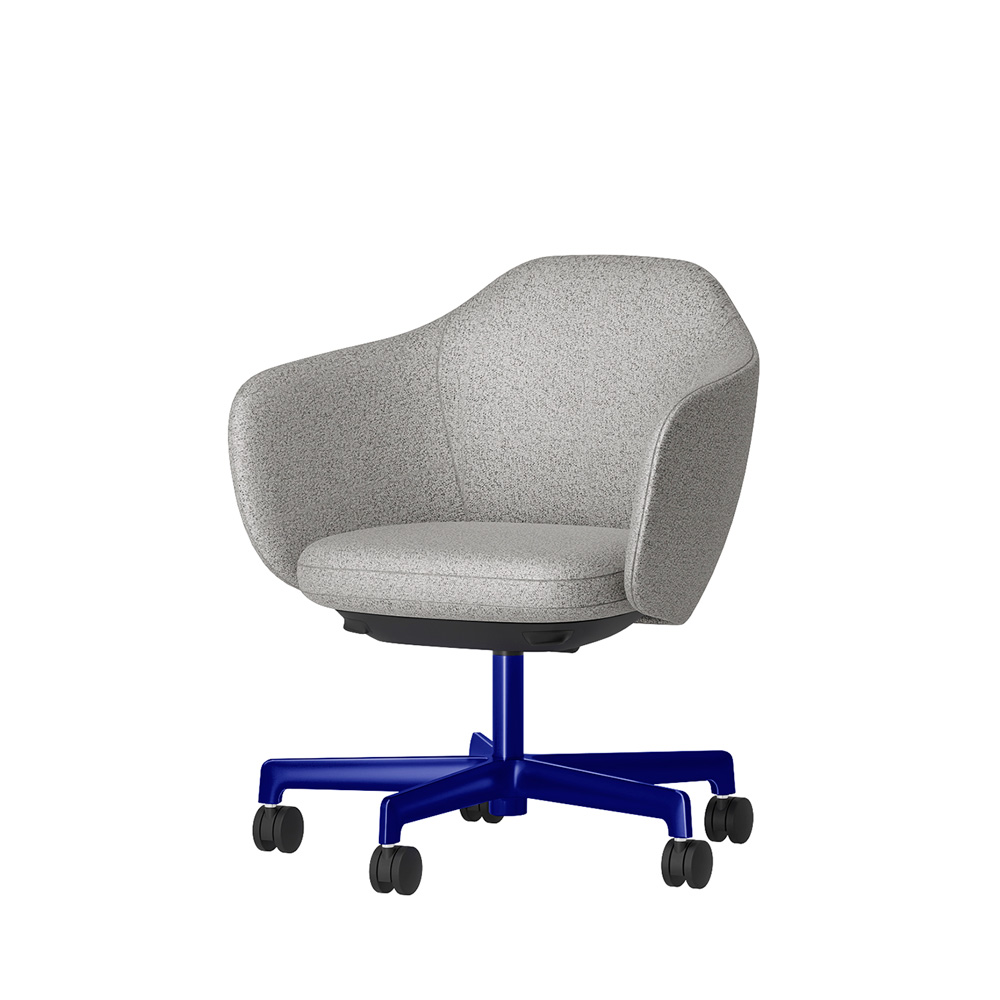 BIWA NST2CM-GV3H8 low-type  (ロータイプ ) 5本昇降脚 CM / Fabric ( Sable ) ナイロン双輪キャスター [ Leg: GV3/ Gloss Ultramarine | Seat : C5 / Grey C ]
