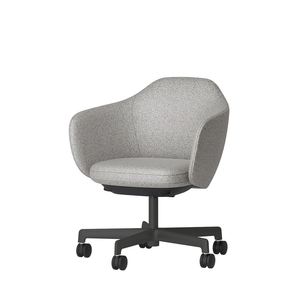 BIWA NST2CM-W2H8 low-type  (ロータイプ ) 5本昇降脚 CM / Fabric ( Sable ) ナイロン双輪キャスター [ Leg: W2/ Satin Off blacjk W | Seat : C5 / Grey C ]