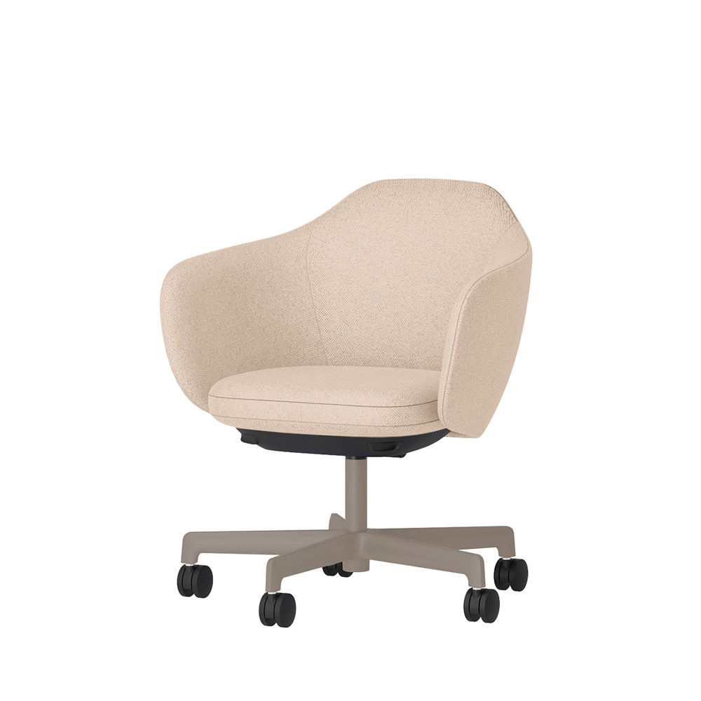 BIWA NST2KE-F524 low-type  (ロータイプ ) 5本昇降脚 KE / Fabric ( Knolll - Hourglass ) ナイロン双輪キャスター [ Leg: F5/ Satin Soft taupe | Seat : 03 / Sandbar ]