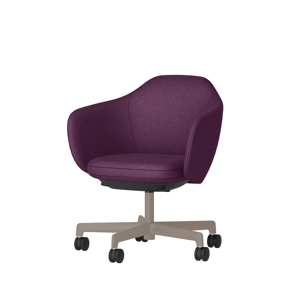 BIWA NST2KE-F510 low-type  (ロータイプ ) 5本昇降脚 KE / Fabric ( Knolll - Hourglass ) ナイロン双輪キャスター [ Leg: F5/ Satin Soft taupe | Seat : 12 / Jelly ]