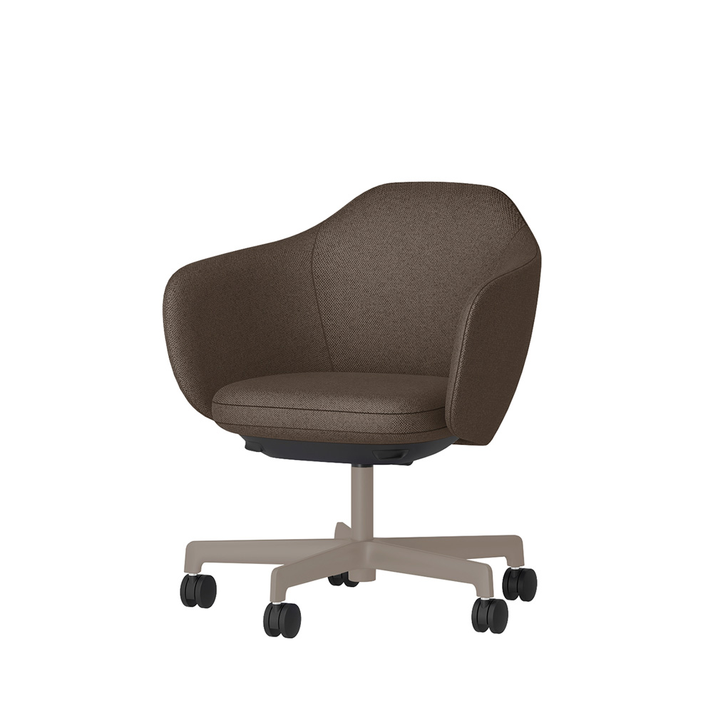 BIWA NST2KE-F512 low-type  (ロータイプ ) 5本昇降脚 KE / Fabric ( Knolll - Hourglass ) ナイロン双輪キャスター [ Leg: F5/ Satin Soft taupe | Seat : 22 / Mocha ]