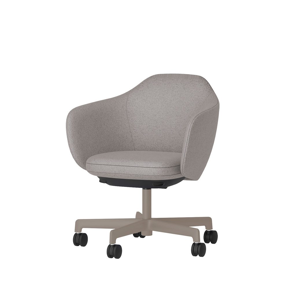 BIWA NST2KE-F522 low-type  (ロータイプ ) 5本昇降脚 KE / Fabric ( Knolll - Hourglass ) ナイロン双輪キャスター [ Leg: F5/ Satin Soft taupe | Seat : 24 / Misty ]